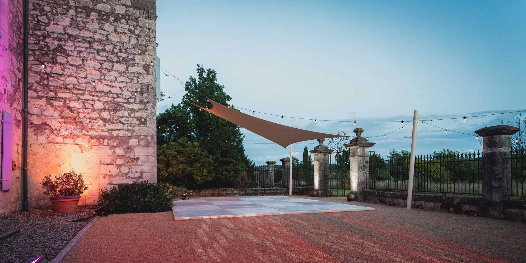 outdoor dancefloor french wedding venue