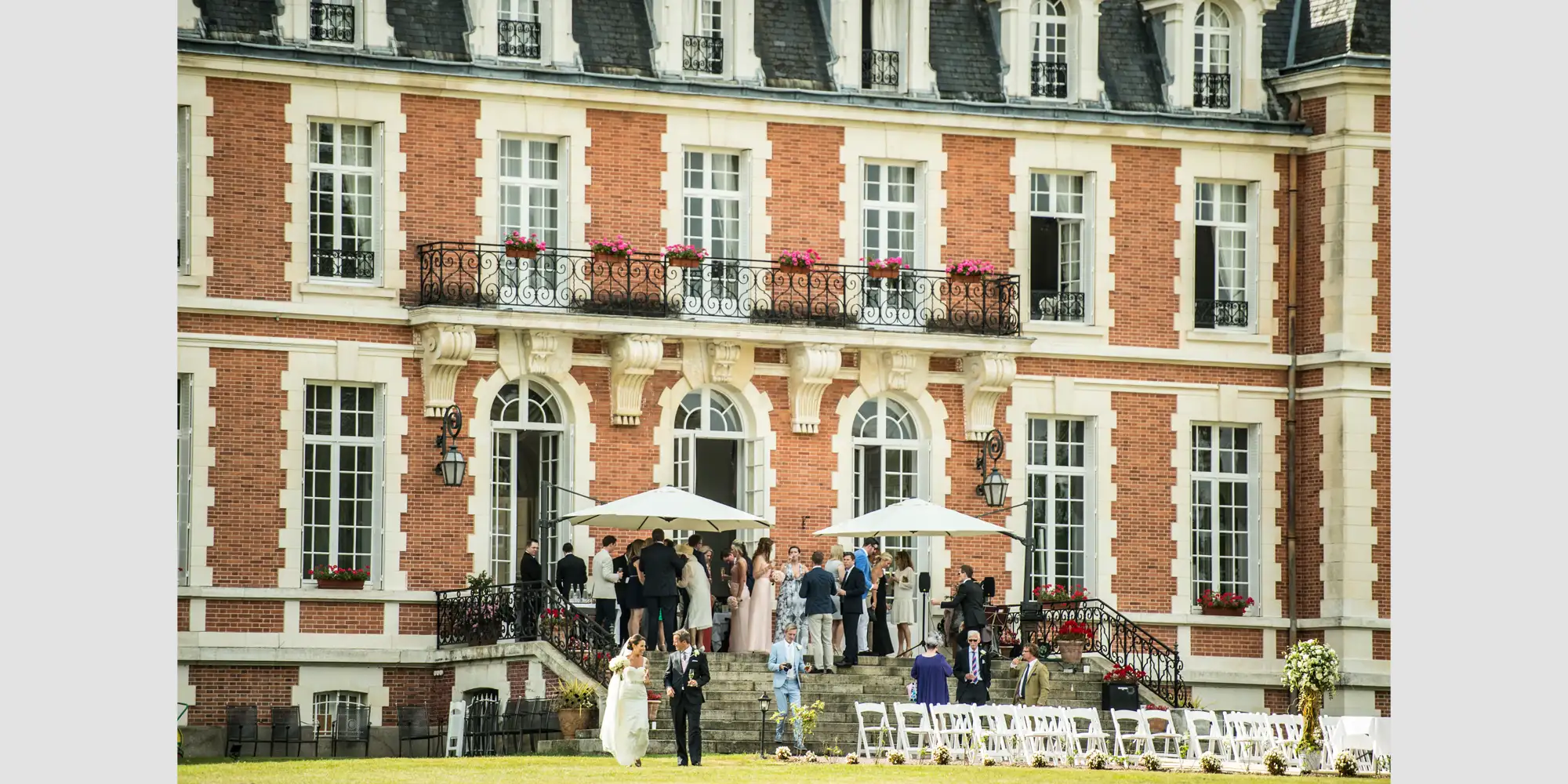 french chateau by lake