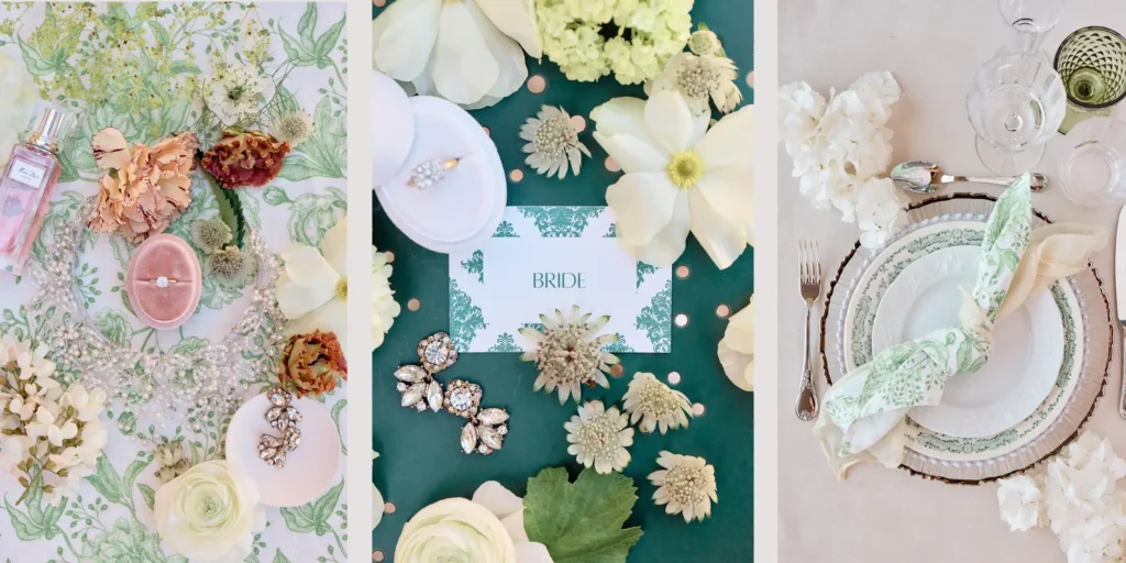 Chateau emilion, flowers, placemats, and dinner.