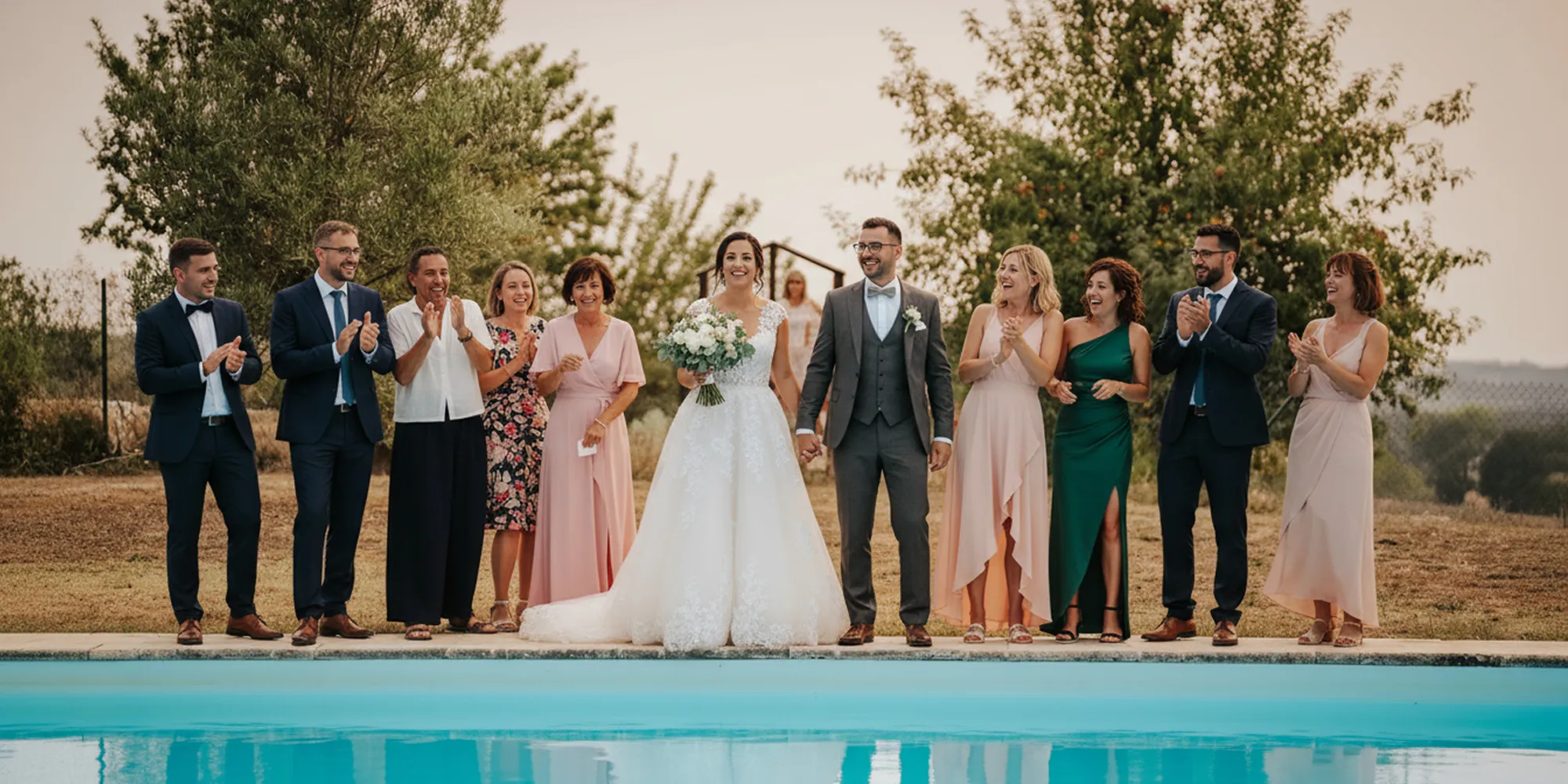 french wedding venue in vineyards with a pool
