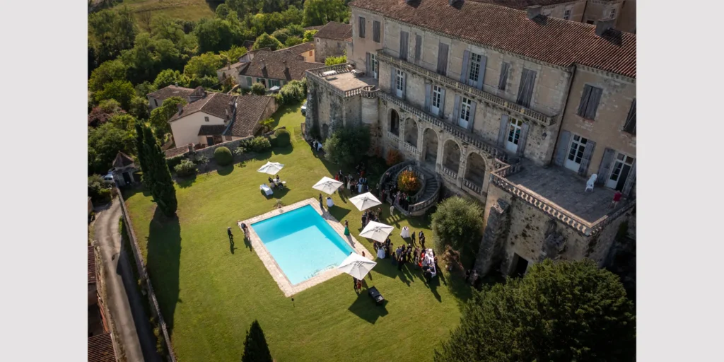 french wedding venue with pool poudenas