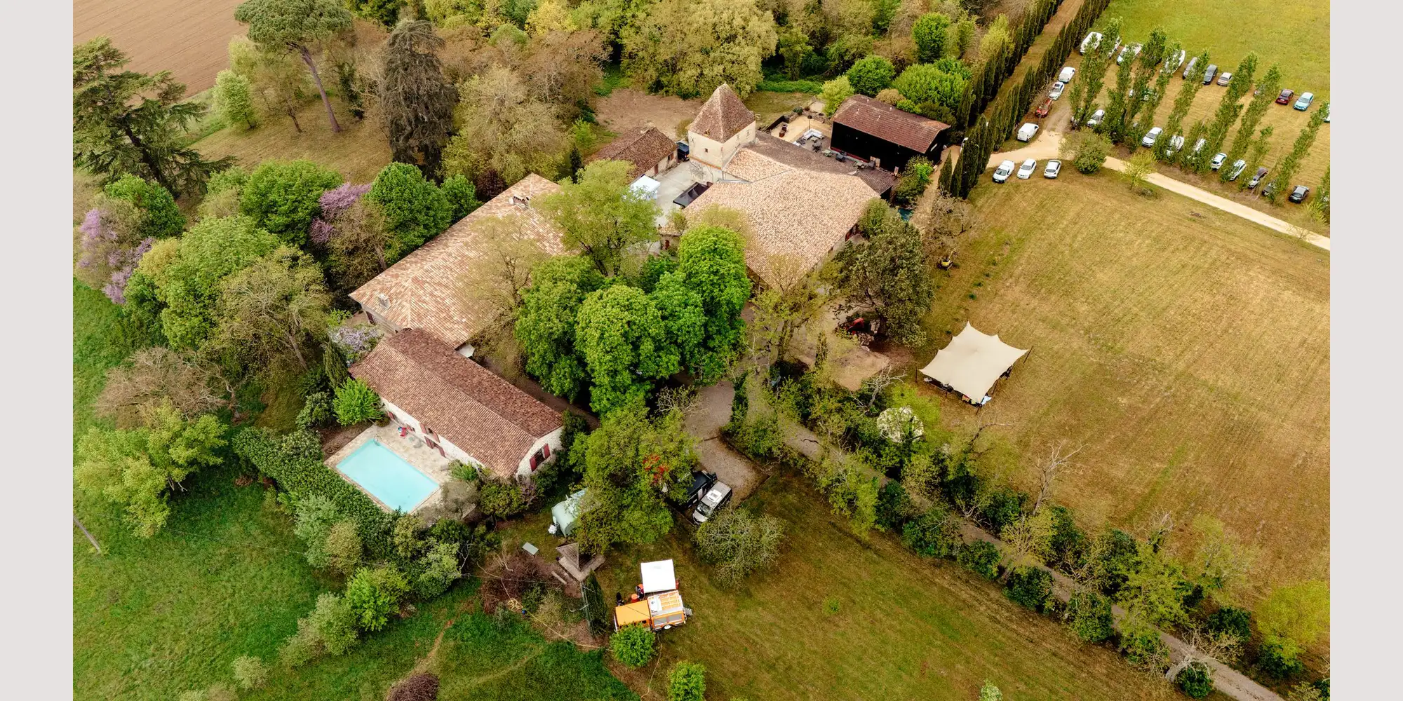 french wedding venue with cypress trees