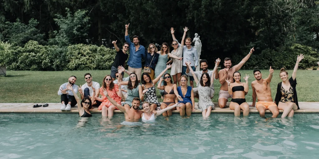 pool party wedding chateau paris