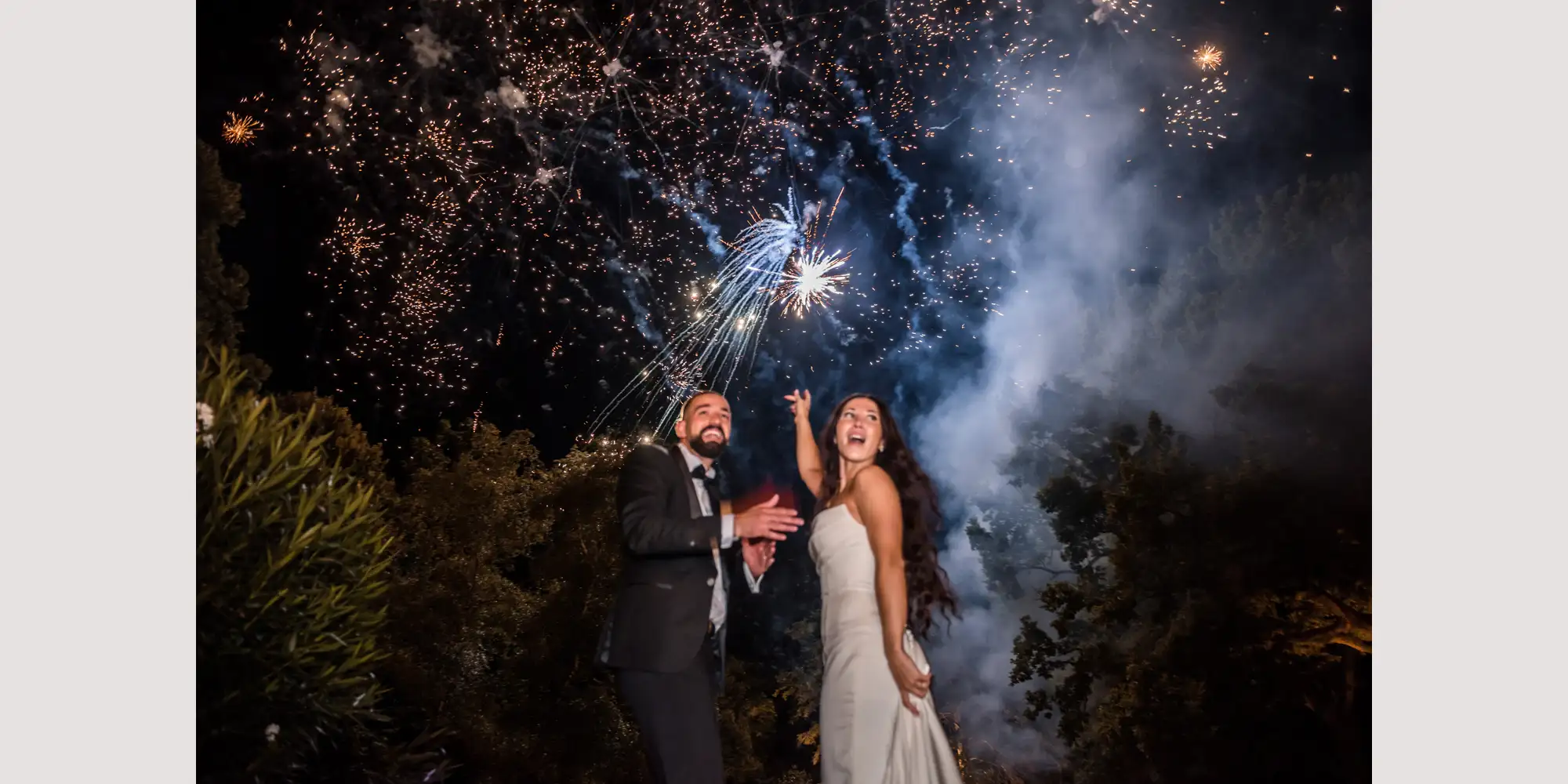 french castle wedding fireworks