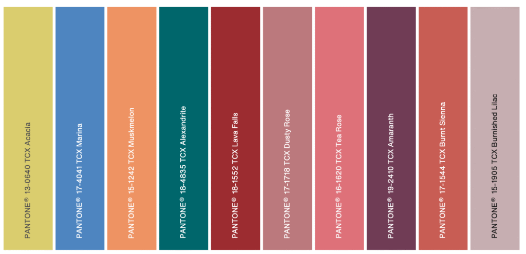 2026 wedding venue hotlist - Pantone colours