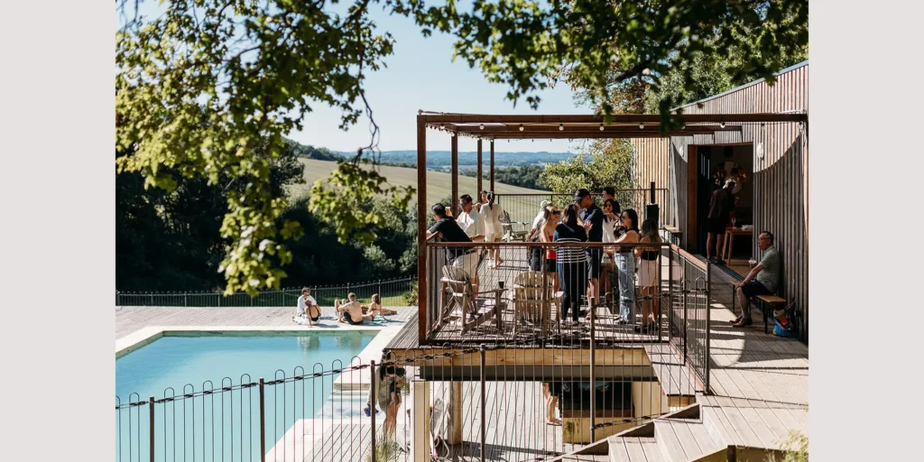 French wedding venue with a pool